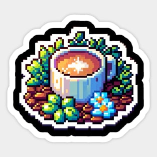 Coffee Vintage Bean Pixel Art Retro Food Since Sticker